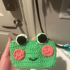 Green Frog Crochet Coin Purse